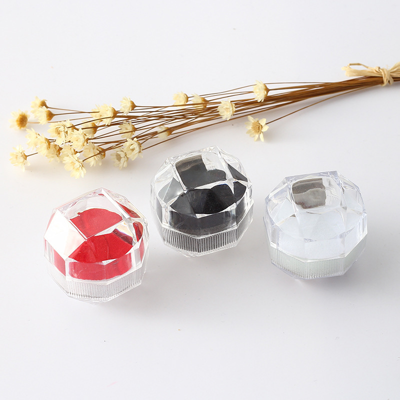 Transparent Crystal Princess Ring Box Vintage Acrylic Jewelry Box Earrings Jewelry Box Storage Box Gift Box for Women