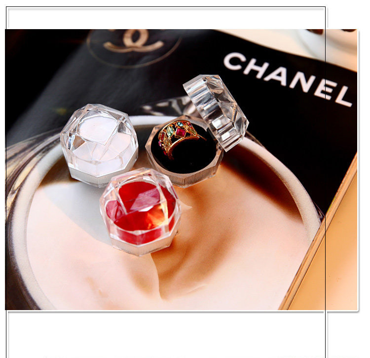 Transparent Crystal Princess Ring Box Vintage Acrylic Jewelry Box Earrings Jewelry Box Storage Box Gift Box for Women