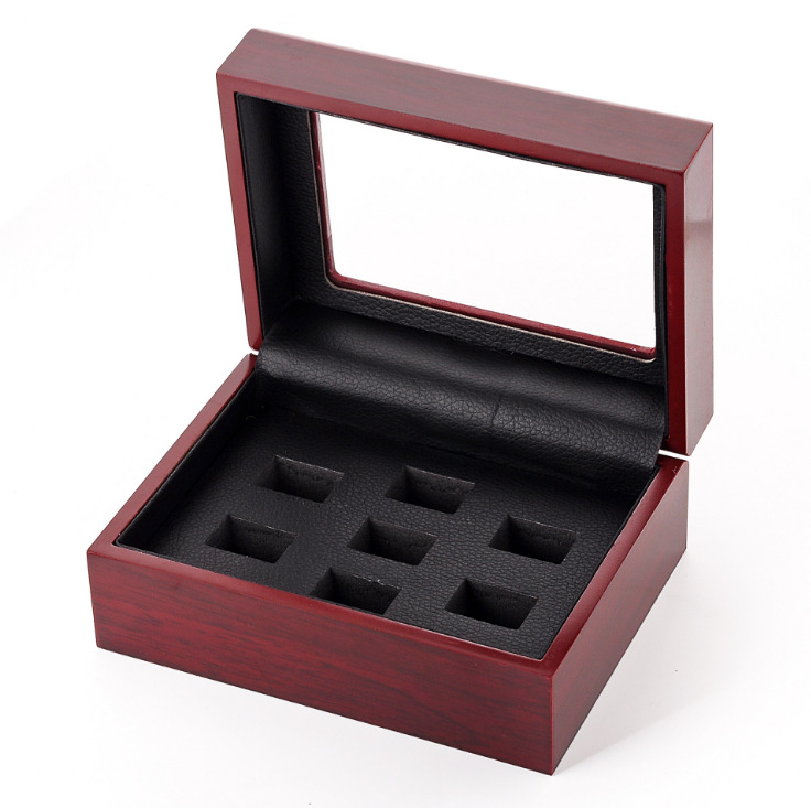 Factory Direct Sales Spot Supply Spray Paint Window Wooden Box Hot Sale Ring Box Porous Wooden Box Jewelry Packaging Jewelry Box