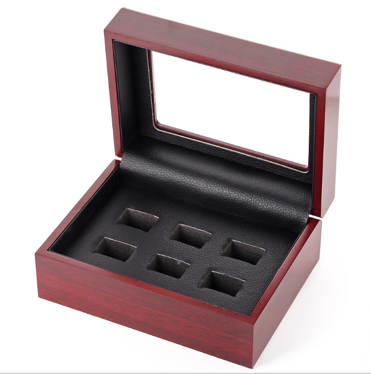 Factory Direct Sales Spot Supply Spray Paint Window Wooden Box Hot Sale Ring Box Porous Wooden Box Jewelry Packaging Jewelry Box