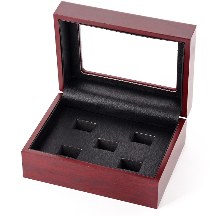 Factory Direct Sales Spot Supply Spray Paint Window Wooden Box Hot Sale Ring Box Porous Wooden Box Jewelry Packaging Jewelry Box