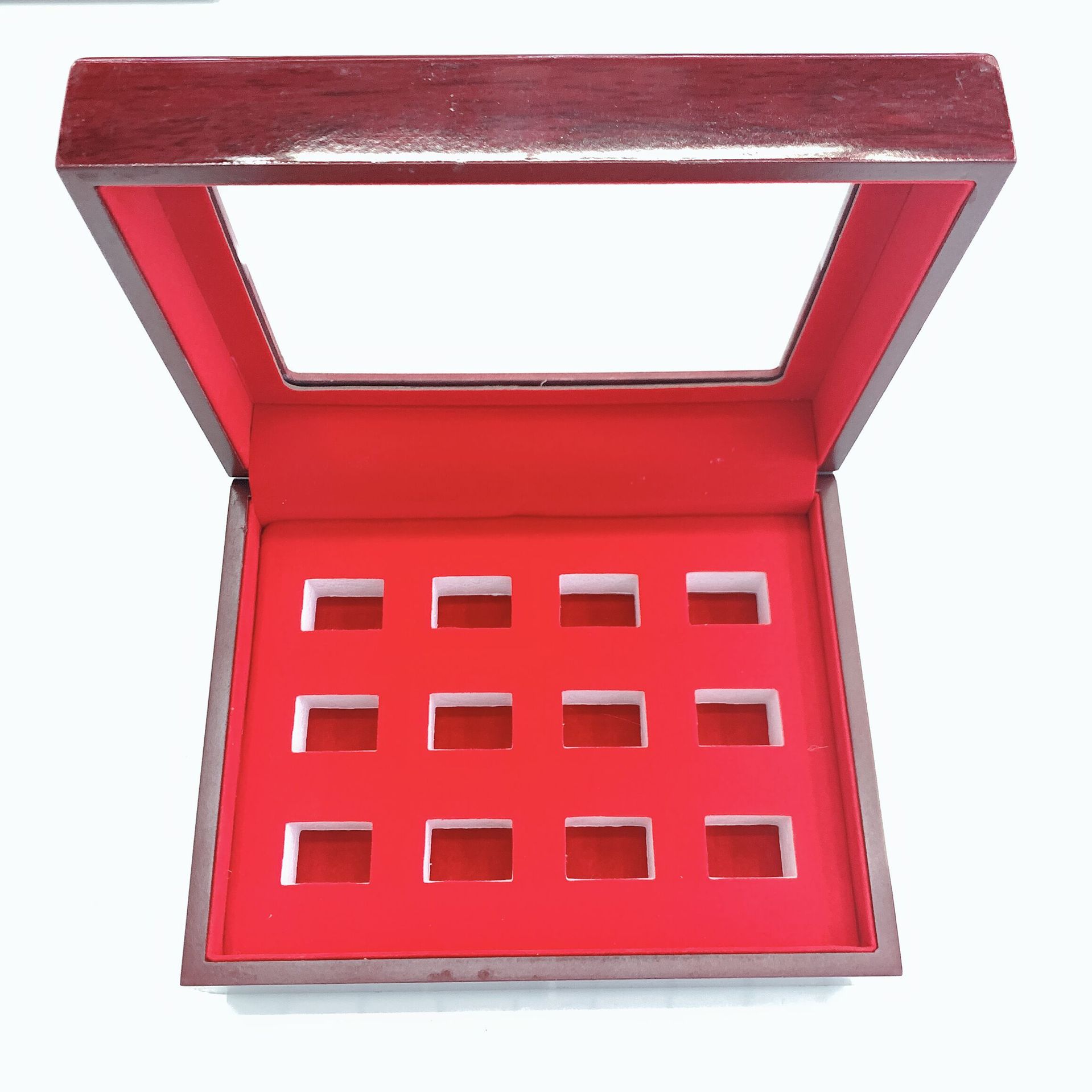 Factory Direct Sales Spot Supply Spray Paint Window Wooden Box Hot Sale Ring Box Porous Wooden Box Jewelry Packaging Jewelry Box