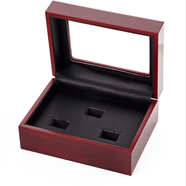 Factory Direct Sales Spot Supply Spray Paint Window Wooden Box Hot Sale Ring Box Porous Wooden Box Jewelry Packaging Jewelry Box