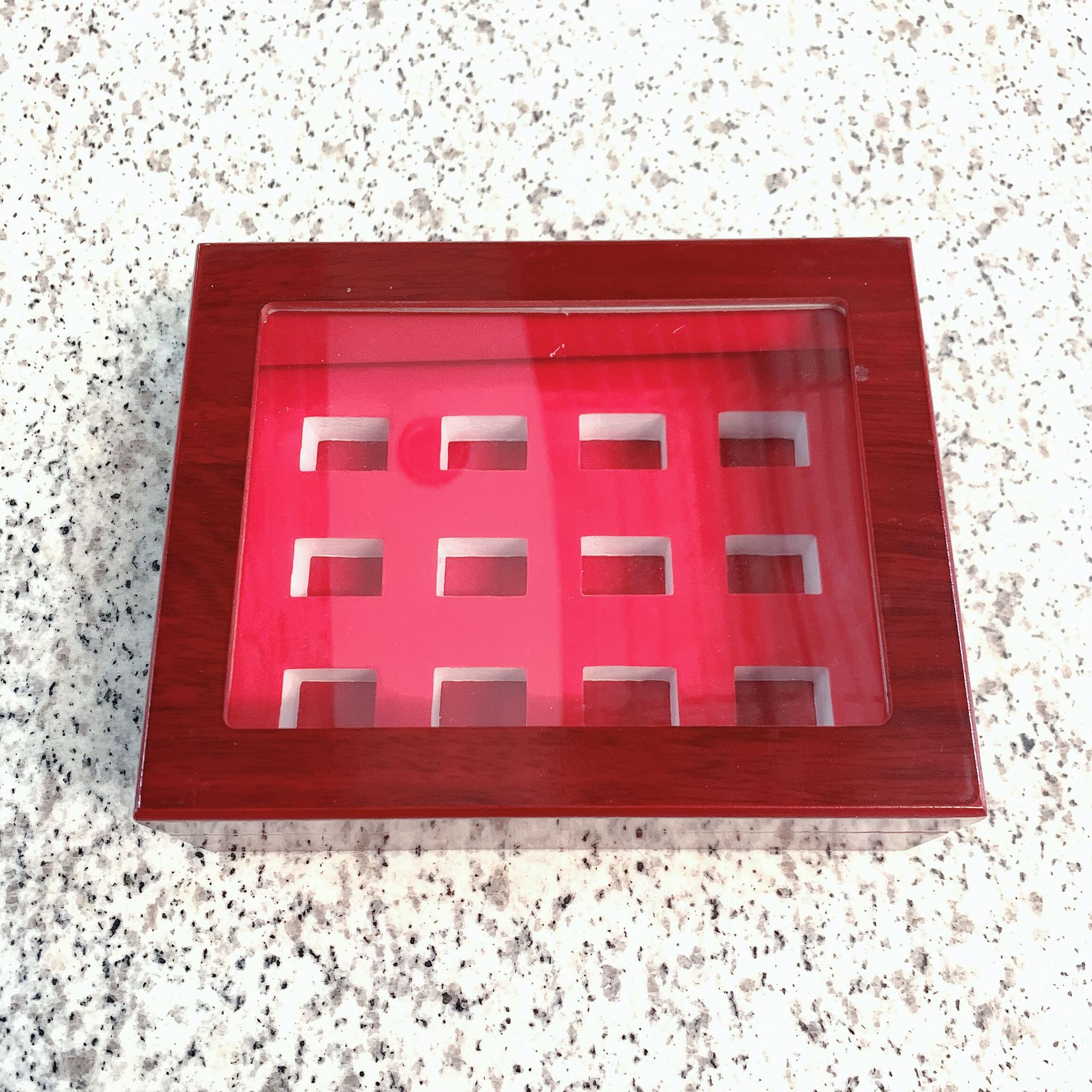 Factory Direct Sales Spot Supply Spray Paint Window Wooden Box Hot Sale Ring Box Porous Wooden Box Jewelry Packaging Jewelry Box