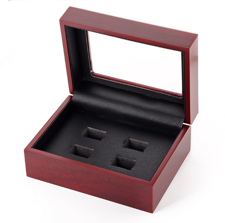 Factory Direct Sales Spot Supply Spray Paint Window Wooden Box Hot Sale Ring Box Porous Wooden Box Jewelry Packaging Jewelry Box