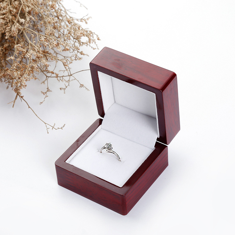 Factory Direct Sales Spot Supply Spray Paint Window Wooden Box Hot Sale Ring Box Porous Wooden Box Jewelry Packaging Jewelry Box