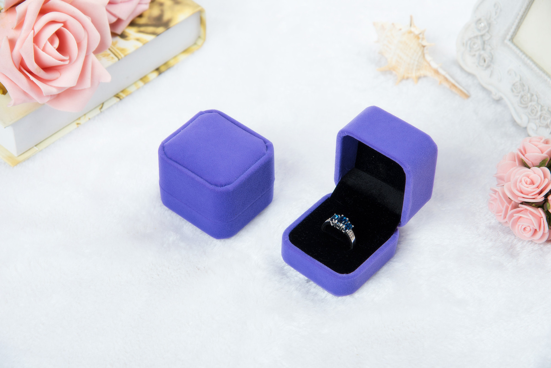 Flannel Ring Box Jewelry Box Badge Box Pink Gray Jewelry Box Jewelry Ring Box Wholesale