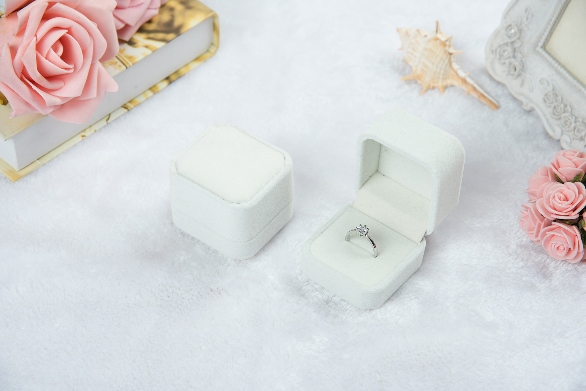 Flannel Ring Box Jewelry Box Badge Box Pink Gray Jewelry Box Jewelry Ring Box Wholesale
