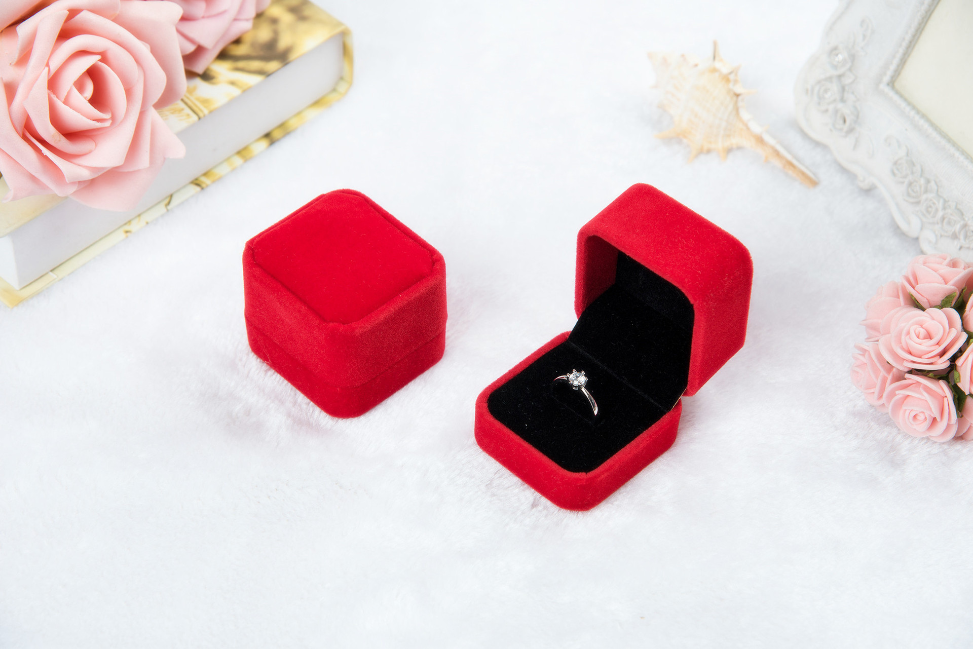 Flannel Ring Box Jewelry Box Badge Box Pink Gray Jewelry Box Jewelry Ring Box Wholesale