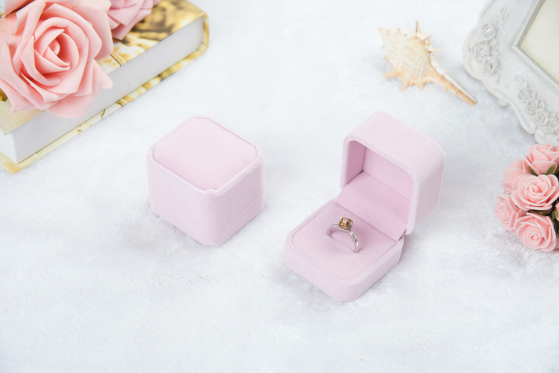 Flannel Ring Box Jewelry Box Badge Box Pink Gray Jewelry Box Jewelry Ring Box Wholesale