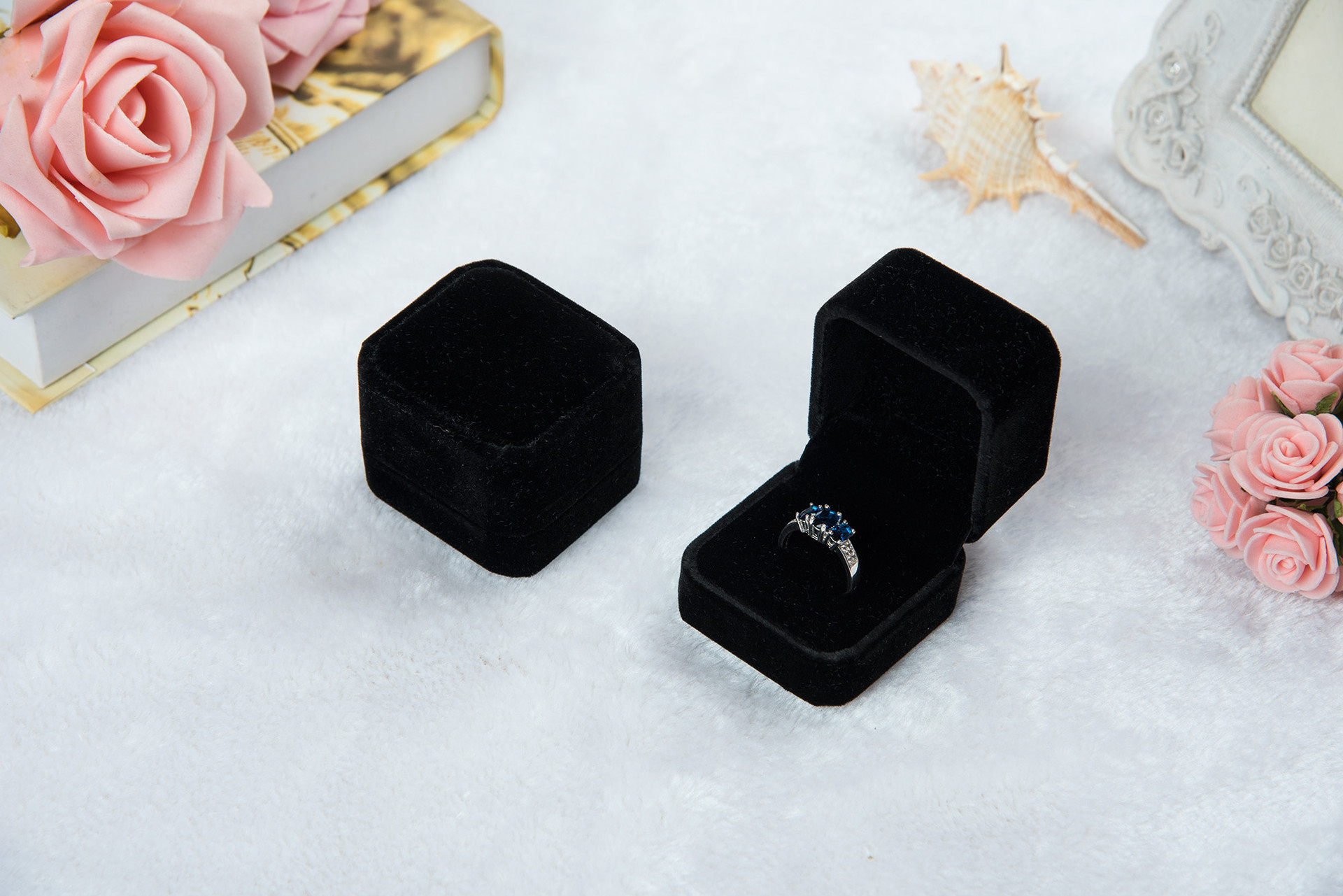 Flannel Ring Box Jewelry Box Badge Box Pink Gray Jewelry Box Jewelry Ring Box Wholesale