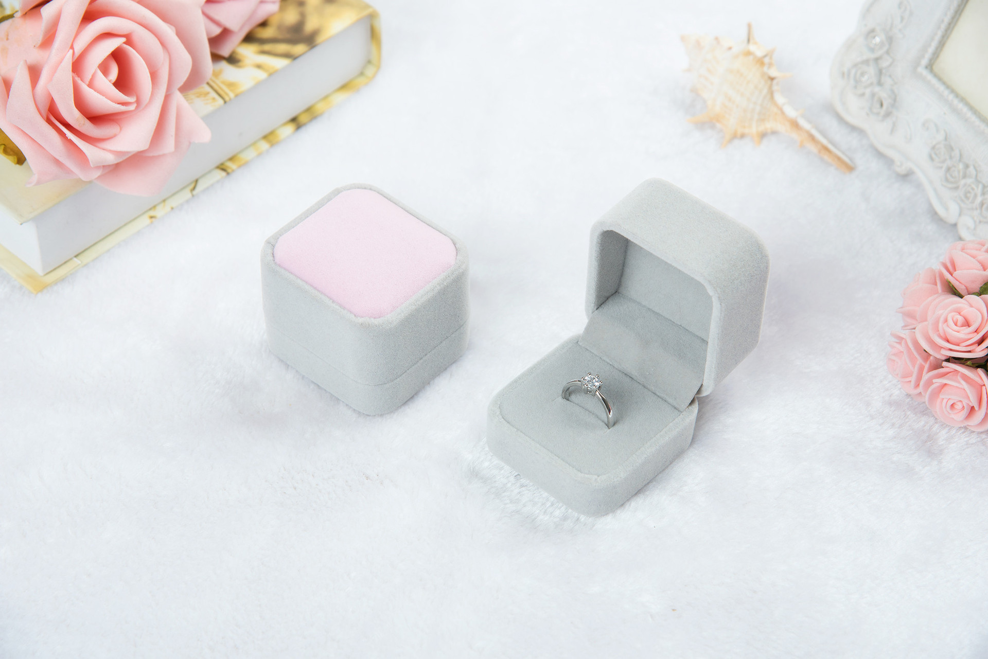 Flannel Ring Box Jewelry Box Badge Box Pink Gray Jewelry Box Jewelry Ring Box Wholesale