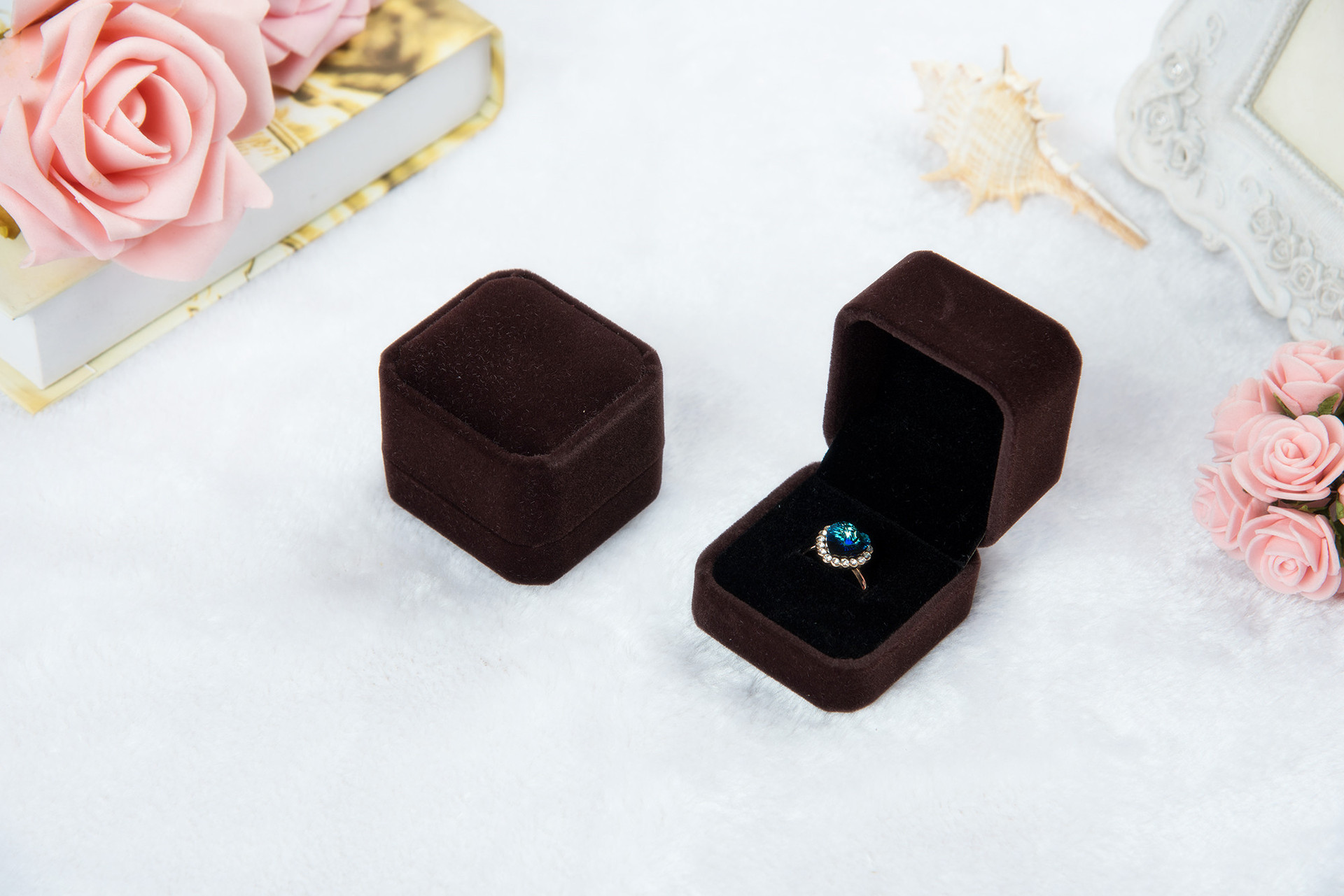 Flannel Ring Box Jewelry Box Badge Box Pink Gray Jewelry Box Jewelry Ring Box Wholesale