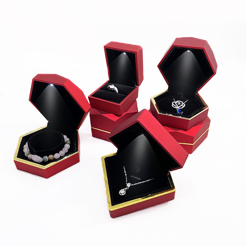 Spot Processing Jewelry Box Ring Box Pendant Box Bracelet Box Necklace Box Lamp Box Polygon with LED Light Cheap