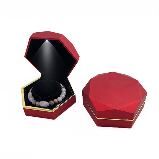 Spot Processing Jewelry Box Ring Box Pendant Box Bracelet Box Necklace Box Lamp Box Polygon with LED Light Cheap