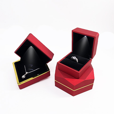 Spot Processing Jewelry Box Ring Box Pendant Box Bracelet Box Necklace Box Lamp Box Polygon with LED Light Cheap