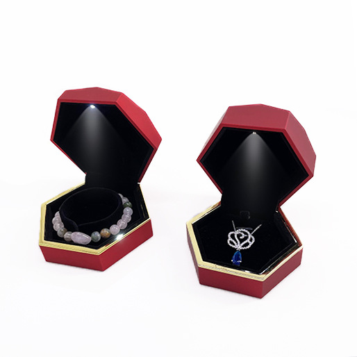 Spot Processing Jewelry Box Ring Box Pendant Box Bracelet Box Necklace Box Lamp Box Polygon with LED Light Cheap