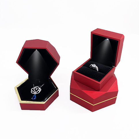 Spot Processing Jewelry Box Ring Box Pendant Box Bracelet Box Necklace Box Lamp Box Polygon with LED Light Cheap