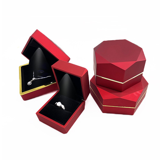Spot Processing Jewelry Box Ring Box Pendant Box Bracelet Box Necklace Box Lamp Box Polygon with LED Light Cheap