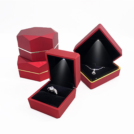 Spot Processing Jewelry Box Ring Box Pendant Box Bracelet Box Necklace Box Lamp Box Polygon with LED Light Cheap