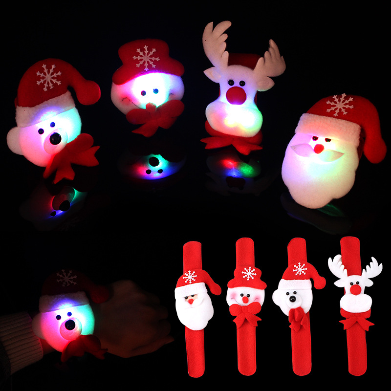 Christmas Gift Luminous Patting Watch LED Flash Slap Bracelet Bracelet Santa Claus Wrist Strap Children&#039;s Toys