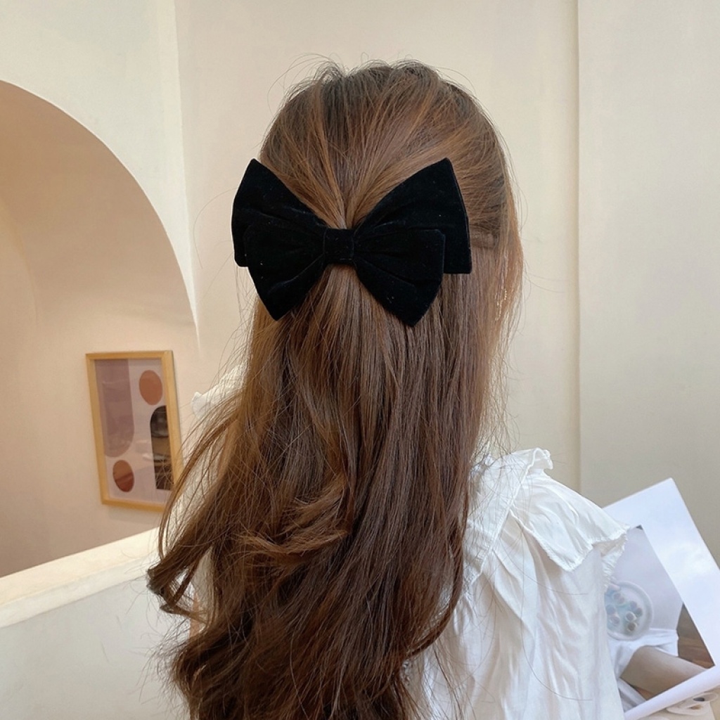 Hair Clip Headdress Hair Card Women's Black Red Bow Headdress Hair Accessories JK Internet Celebrity 2021new Velvet Hair Clip Headdress Hair Card Women's Black Red Bow Headdress Hair Accessories JK Internet Celebrity 2021new Velvet