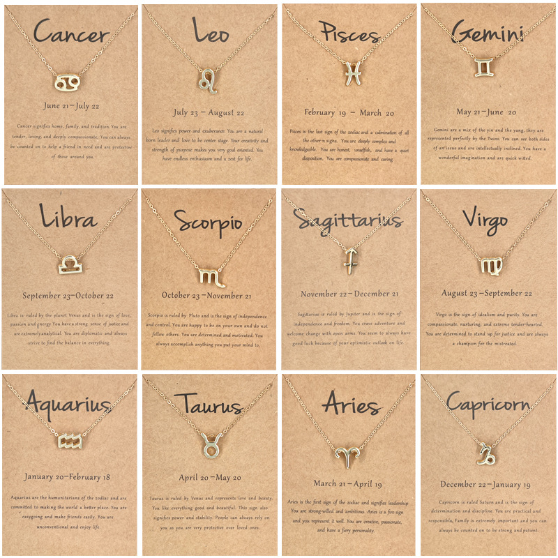 European and American Wish Amazon Hot 12 Twelve Constellations Necklace Ins Spot Constellation Pendant Card Choker