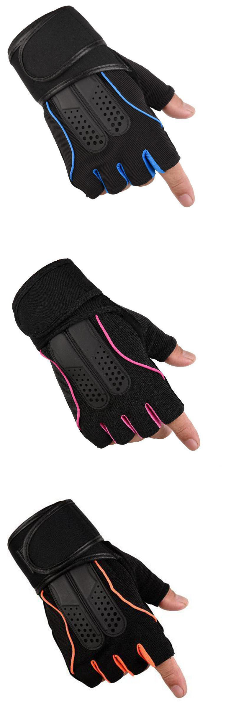Half Finger Gloves Fitness Men's Lengthened Wrist Guard Non-Slip Weightlifting Wear-Resistant Breathable Equipment Dumbbell Sports Riding Tactics