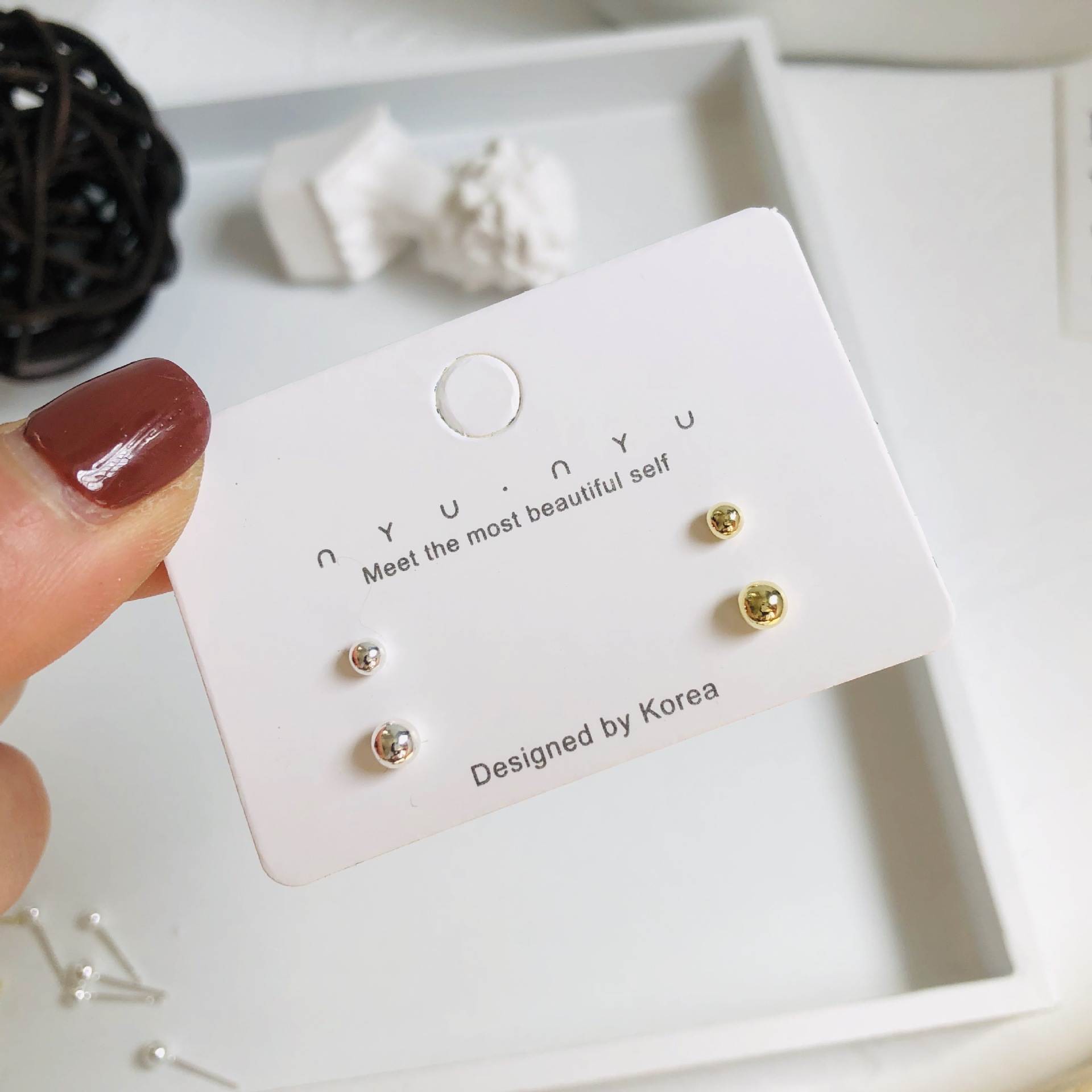 Sterling Silver Needle Mini 3-4mm Doudou Small Ear Studs Women's Japanese and Korean Exquisite and Versatile Ball Pin Earrings Ear Care Earrings Sterling Silver Needle Mini 3-4mm Doudou Small Ear Studs Women's Japanese and Korean Exquisite and Versatile Ball Pin Earrings Ear Care Earrings