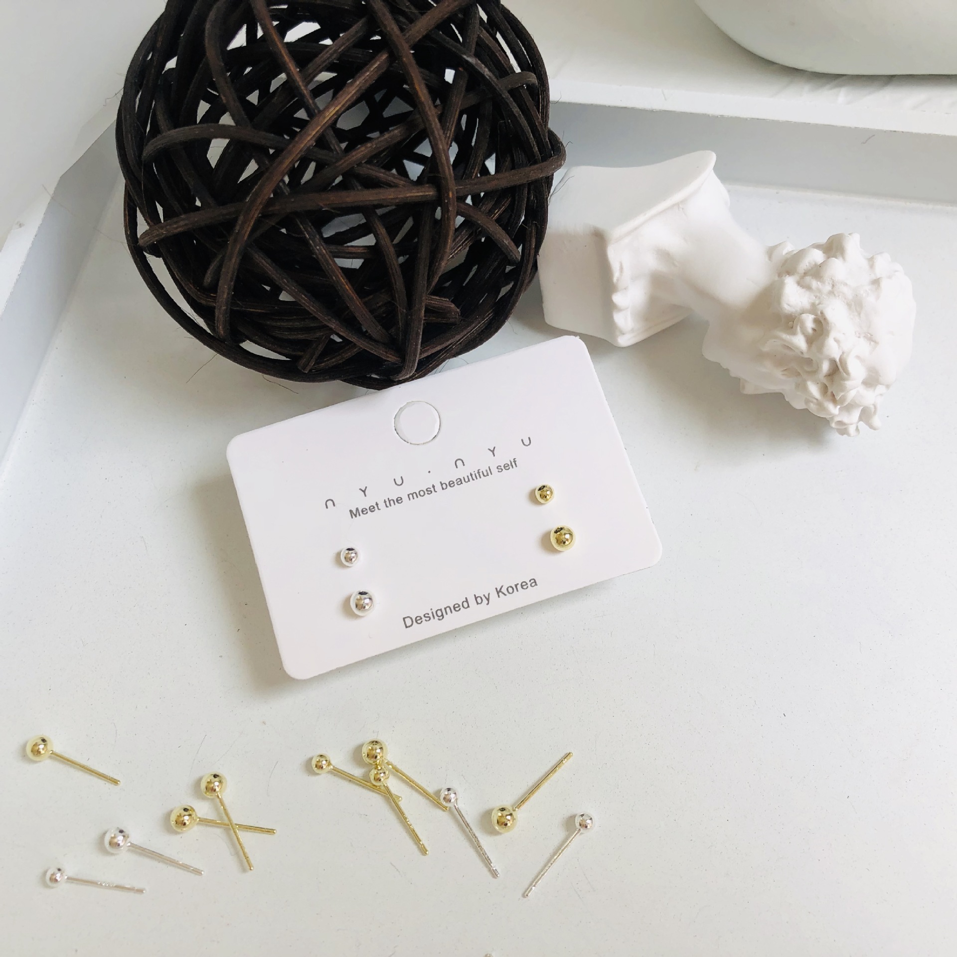 Sterling Silver Needle Mini 3-4mm Doudou Small Ear Studs Women's Japanese and Korean Exquisite and Versatile Ball Pin Earrings Ear Care Earrings Sterling Silver Needle Mini 3-4mm Doudou Small Ear Studs Women's Japanese and Korean Exquisite and Versatile Ball Pin Earrings Ear Care Earrings