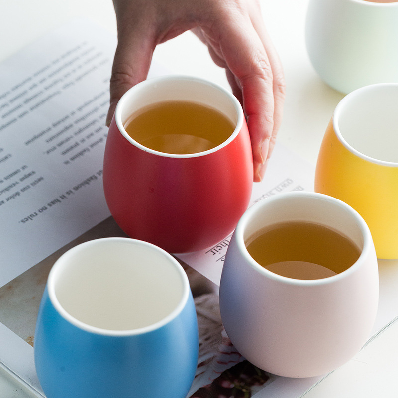 Ins Wind Coloured Glaze Ceramic Drum Cup Household Coffee Milk Cup Hotel Restaurant Small Cup One Product Dropshipping