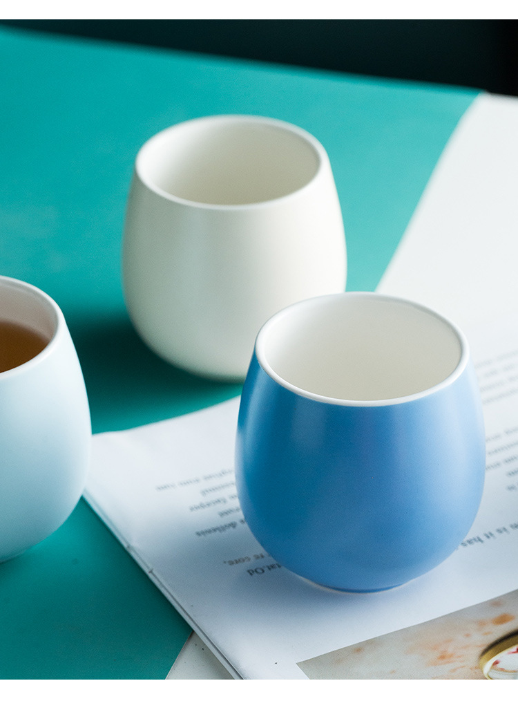 Ins Wind Coloured Glaze Ceramic Drum Cup Household Coffee Milk Cup Hotel Restaurant Small Cup One Product Dropshipping