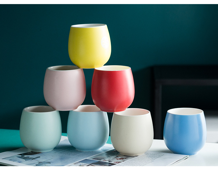 Ins Wind Coloured Glaze Ceramic Drum Cup Household Coffee Milk Cup Hotel Restaurant Small Cup One Product Dropshipping