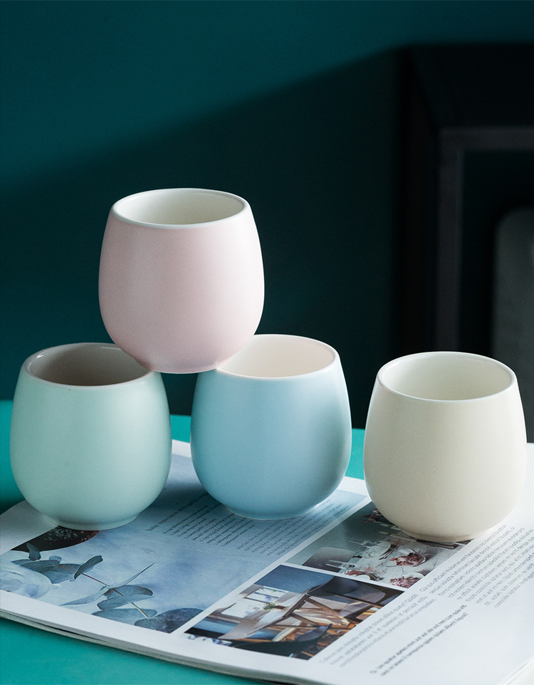 Ins Wind Coloured Glaze Ceramic Drum Cup Household Coffee Milk Cup Hotel Restaurant Small Cup One Product Dropshipping