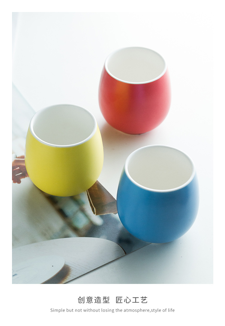 Ins Wind Coloured Glaze Ceramic Drum Cup Household Coffee Milk Cup Hotel Restaurant Small Cup One Product Dropshipping