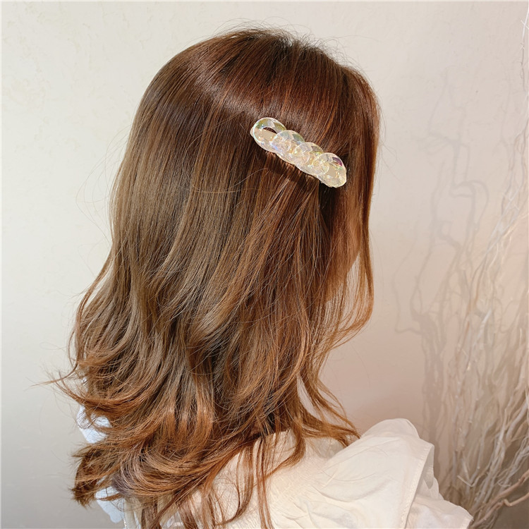 Korea East Gate Coloured glaze Chain hair Clip Word Clip Edge Clip Girl Duck Mouth Clip temperament Hair clip