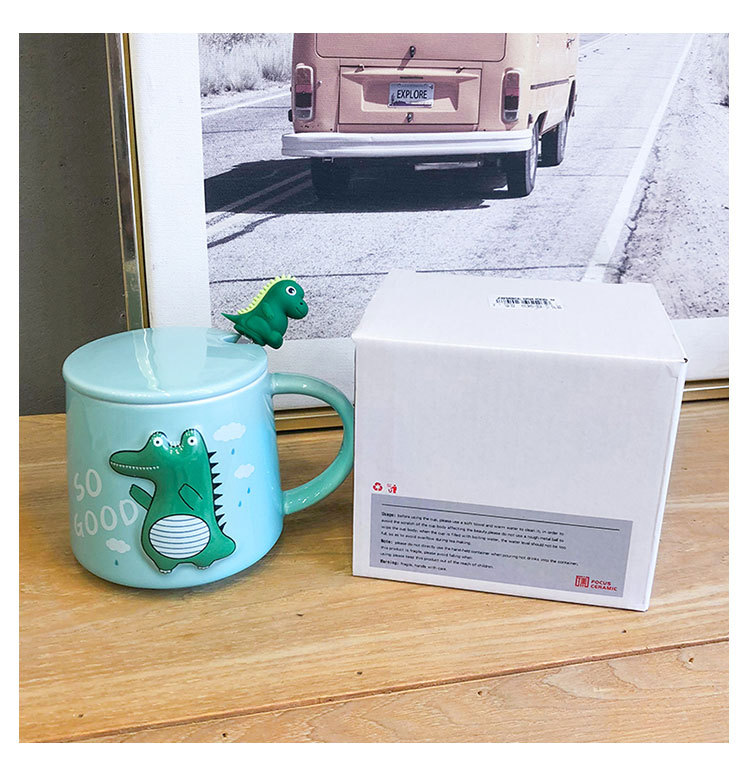 Three-dimensional Relief Dinosaur Monster Ceramic Cup Cute Cartoon Coloured Glaze Mug Office Tea Coffee Cup