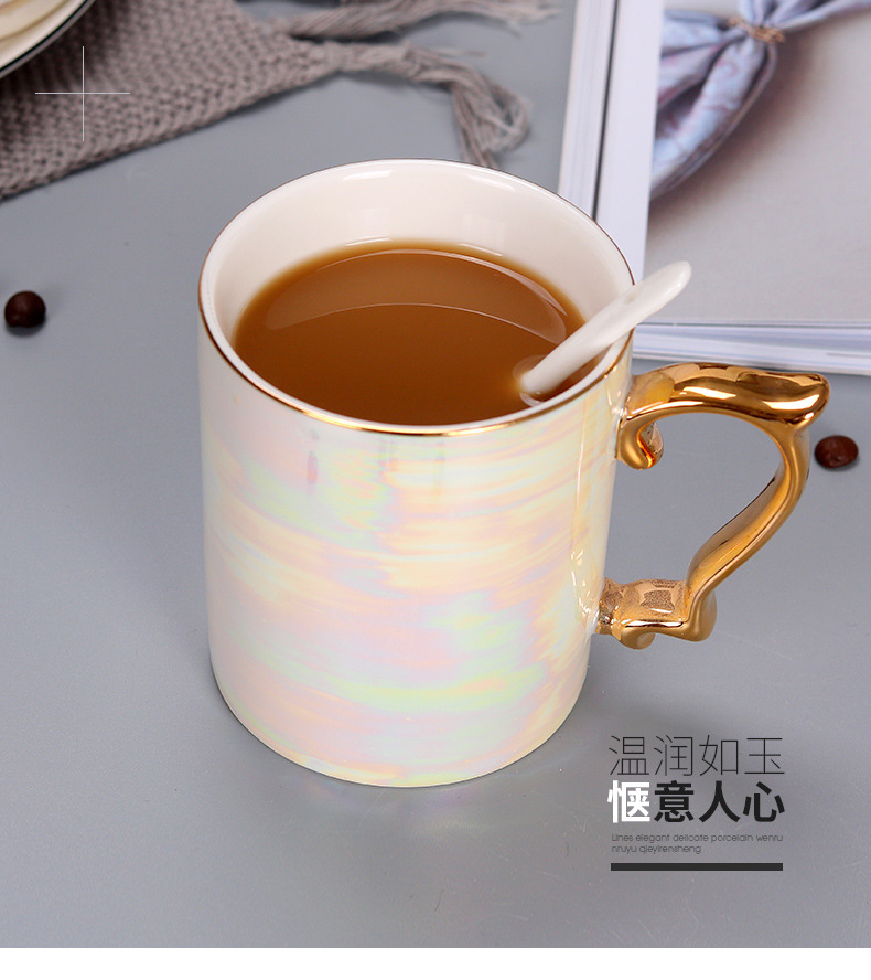 New Pearl Glaze Ceramic Mug Rainbow Coloured Glaze Gold Handle Nordic Style Ins Gift Ceramic Cup Hand Gift New Pearl Glaze Ceramic Mug Rainbow Coloured Glaze Gold Handle Nordic Style Ins Gift Ceramic Cup Hand Gift