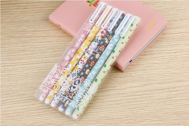 Korean Stationery Cute Cartoon Black Gel Ink Pen Creative Fresh 6 Color Gel Pen Color Pencil Factory Wholesale