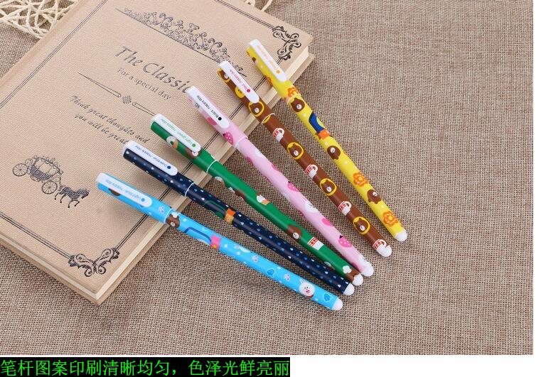 Korean Stationery Cute Cartoon Black Gel Ink Pen Creative Fresh 6 Color Gel Pen Color Pencil Factory Wholesale