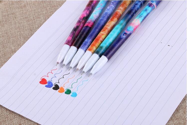 Korean Stationery Cute Cartoon Black Gel Ink Pen Creative Fresh 6 Color Gel Pen Color Pencil Factory Wholesale
