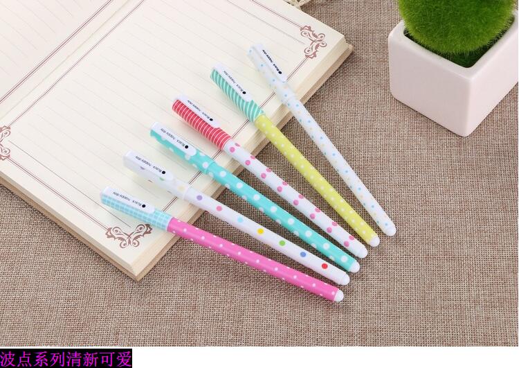 Korean Stationery Cute Cartoon Black Gel Ink Pen Creative Fresh 6 Color Gel Pen Color Pencil Factory Wholesale