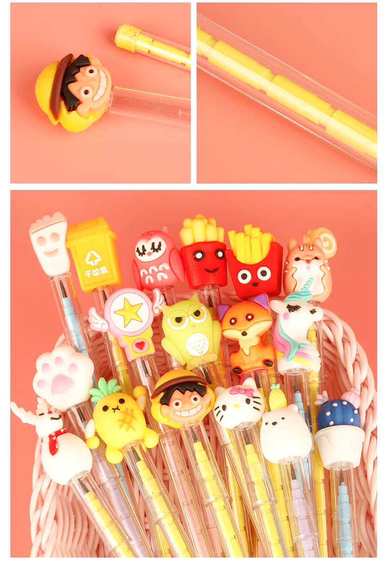 A Variety of Sharpening-Free Pencil Cartoon Cute Character Animal a Variety of Mixed Silicone End Propelling Pencil Bullet Core-Changing