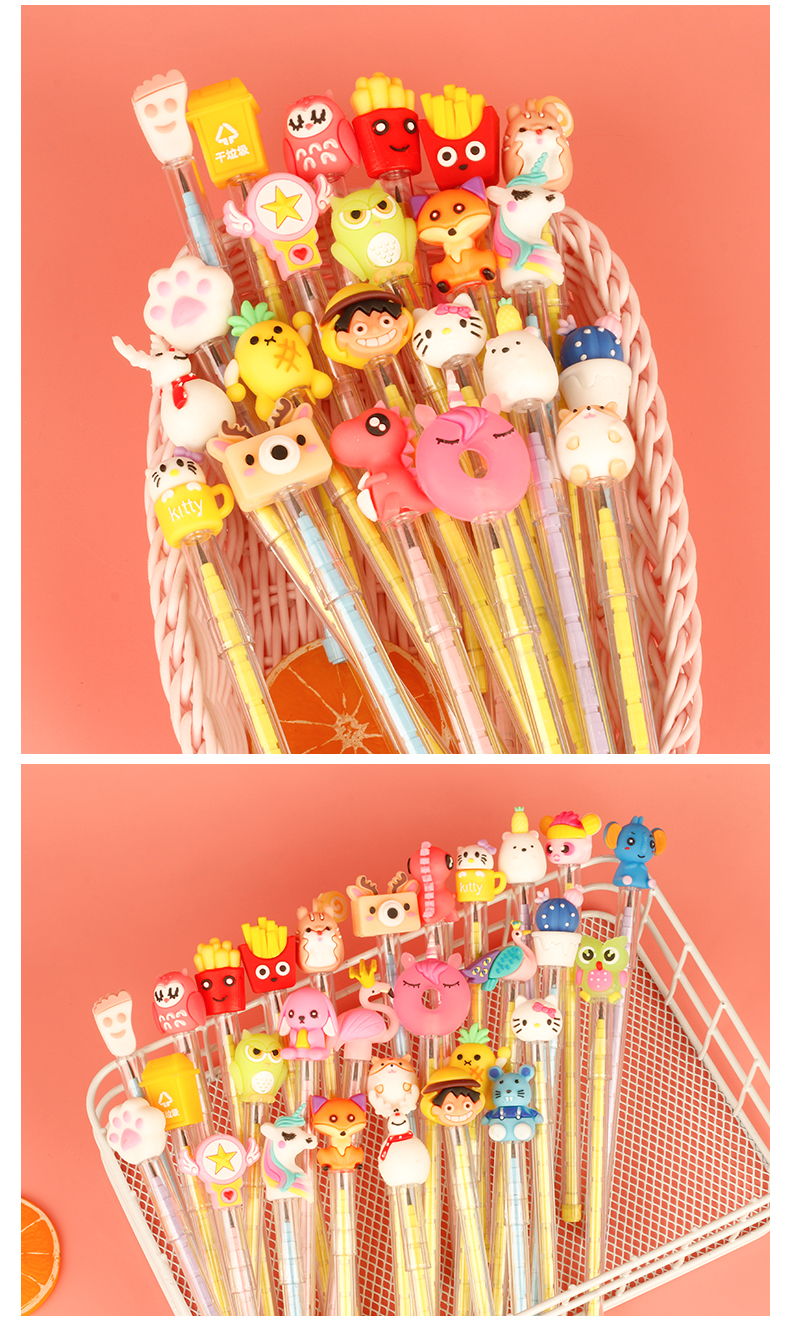 A Variety of Sharpening-Free Pencil Cartoon Cute Character Animal a Variety of Mixed Silicone End Propelling Pencil Bullet Core-Changing