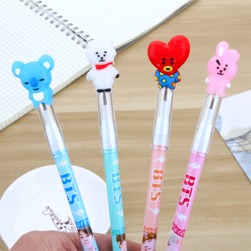 Creative Cartoon Animal BTS Pencil Sharpening-Free Pencil Cute Propelling Pencil Primary School Student Cartoon Bullet