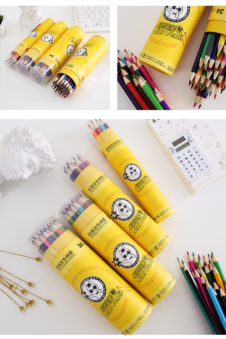 Student Children Color Pencil Art Supplies 12 Color 18 Color 24 Color 36 Color Multicolor Drawing Color Bottled Pencil