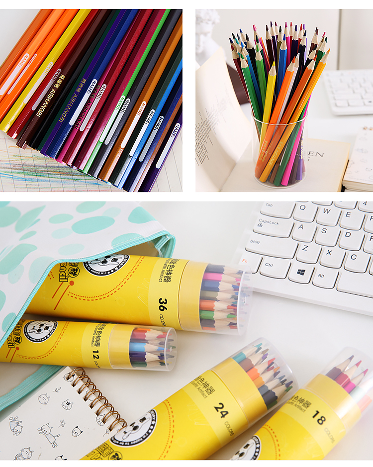 Student Children Color Pencil Art Supplies 12 Color 18 Color 24 Color 36 Color Multicolor Drawing Color Bottled Pencil