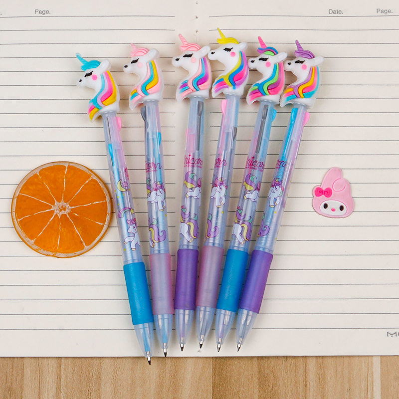 Creative Cartoon Red Blue Black Triple-Color Eyeshadow Pencil Cartoon Cute Ballpoint Pen Graffiti Pen Student Stationery 0.5mm Ballpoint Pen