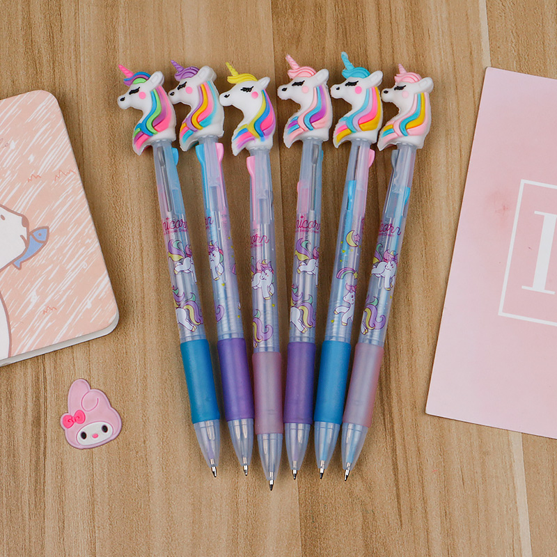 Creative Cartoon Red Blue Black Triple-Color Eyeshadow Pencil Cartoon Cute Ballpoint Pen Graffiti Pen Student Stationery 0.5mm Ballpoint Pen