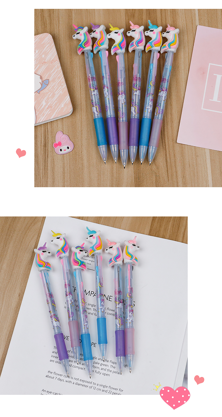 Creative Cartoon Red Blue Black Triple-Color Eyeshadow Pencil Cartoon Cute Ballpoint Pen Graffiti Pen Student Stationery 0.5mm Ballpoint Pen